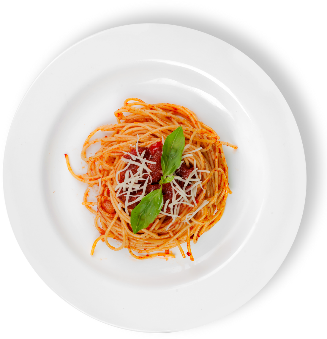 Spaghetti with Tomato Sauce and Sprinkled with Cheese